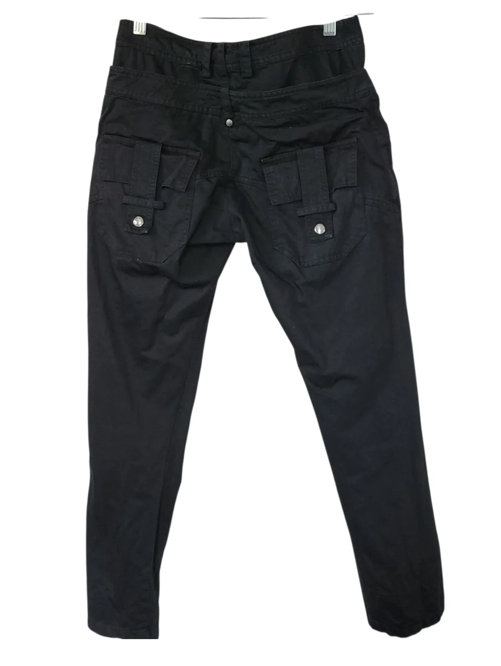 Patrizia Pepe Black Double Waist Cigarette Pants Y2K Utility Moto IT42 US6